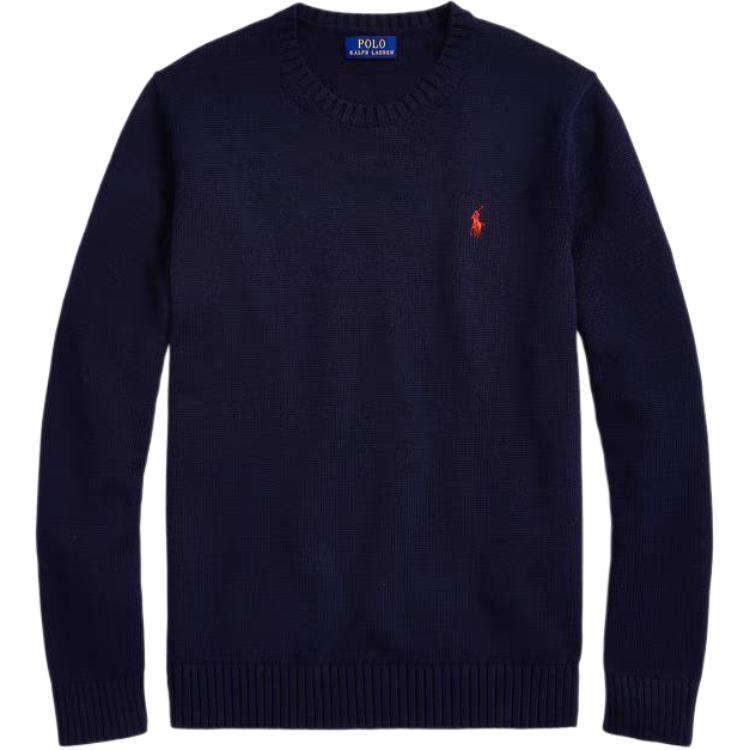 

Polo Ralph Lauren Осень/Зима 2024 Однотонный круглый вырез Длинный рукав Вязаный свитер Мужской свитер Темно-синий MNPOSWE16820571-400 S