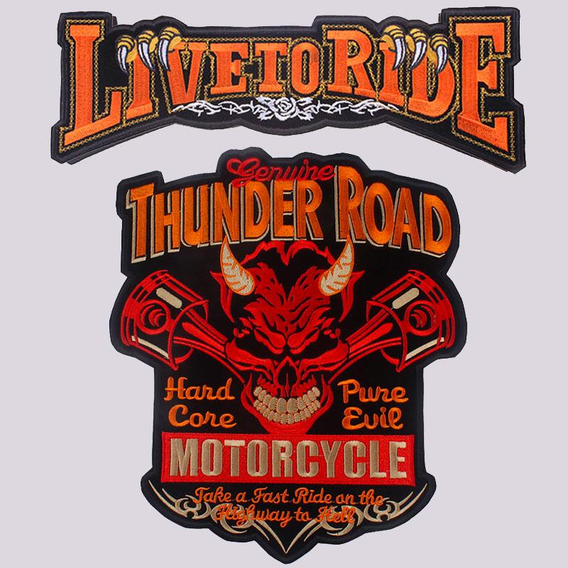 

Патч Череп Мотоцикл Байкер Большой Пришивной Термотрансферная Печать Виниловые Патчи Наклейка для Одежды Куртки DIY Аппликации Моющиеся Патчи