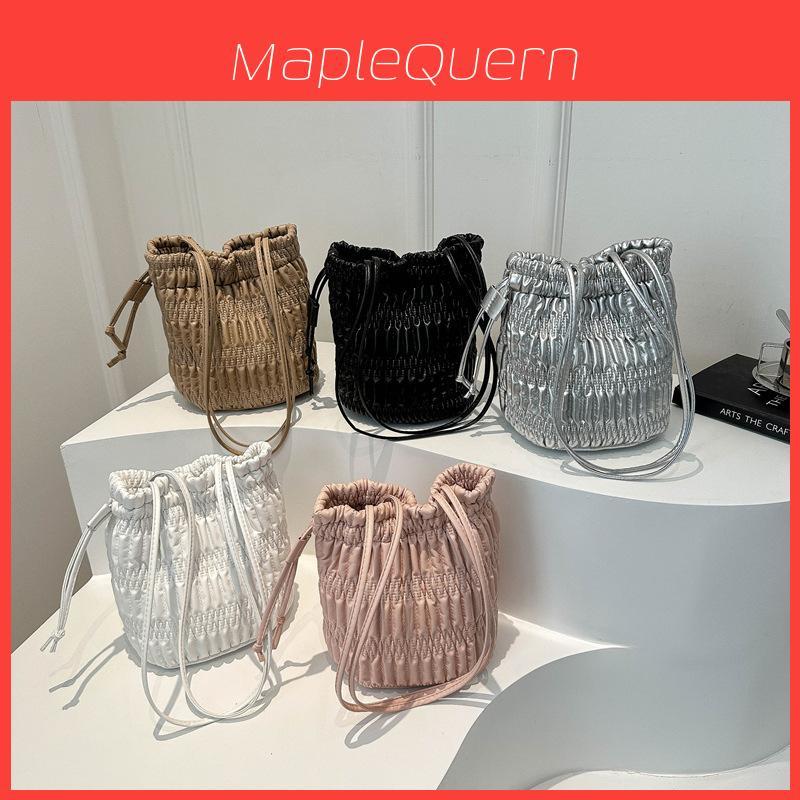 White Pink Silver Black Khaki Chic Street Style Pu Bucket Bag 2024 Summer Fashion Commuter Underarm Bag