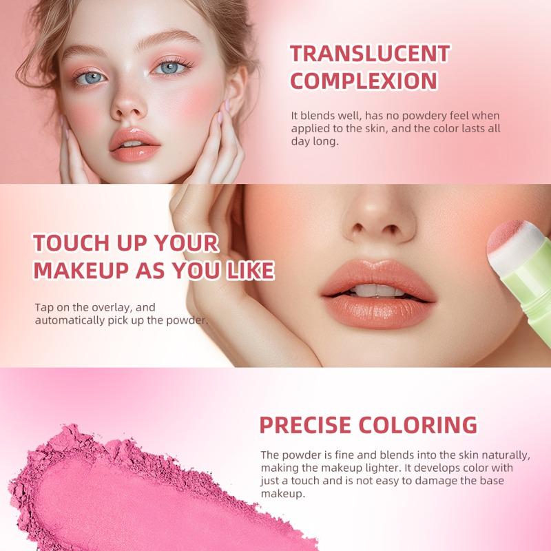 3-Farben Schwamm Rouge Stick Matt Natürlich Lang anhaltendes Rouge Wasserdicht und Schweißfest für Wangen