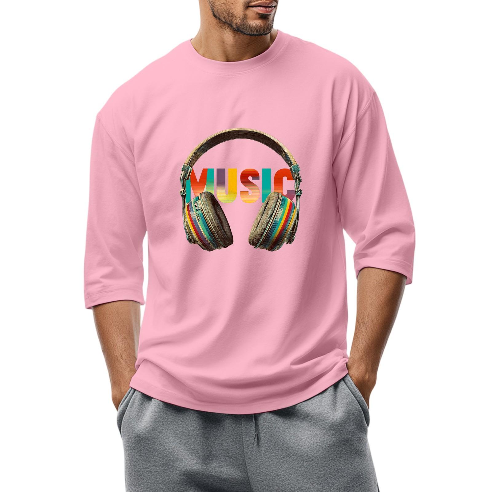 

Мужская повседневная модная футболка с круглым вырезом и рукавом три четверти XL розовый