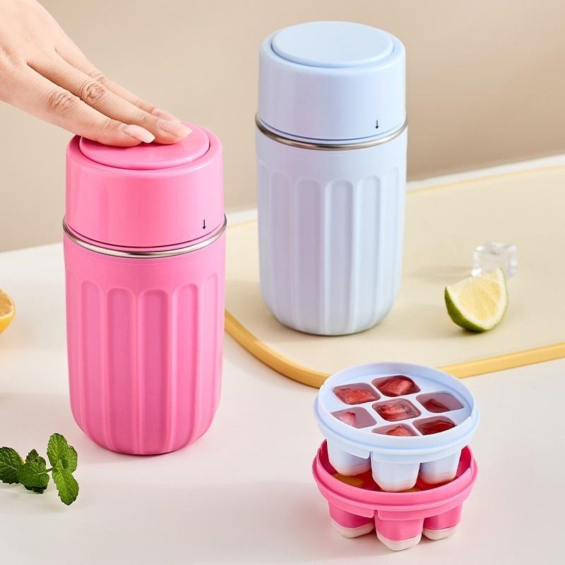 Durable Portable Ice Cube Water Bottle Touch-free Stainless Steel Ice Maker Kettle Detachable Reusable Ice Mold Hot LIJIAO