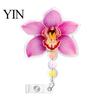 Decorative ID Badge Reel for Nurses Cute Flower Reels, Retractable Nurse Clip with Beaded Secure Backpacks Charm, Floral Name Card Holder Teacher