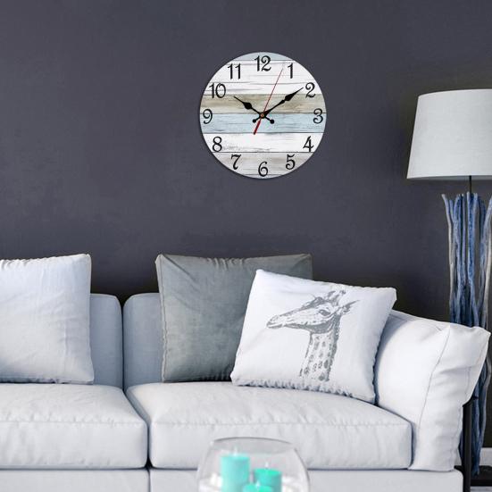 10 Inch Rustic Wooden Wall Clock Easy Installation Battery Operated Round Easy to Read Silent No Ticking Clock Kitchen Living Room Bathroom Farmhouse