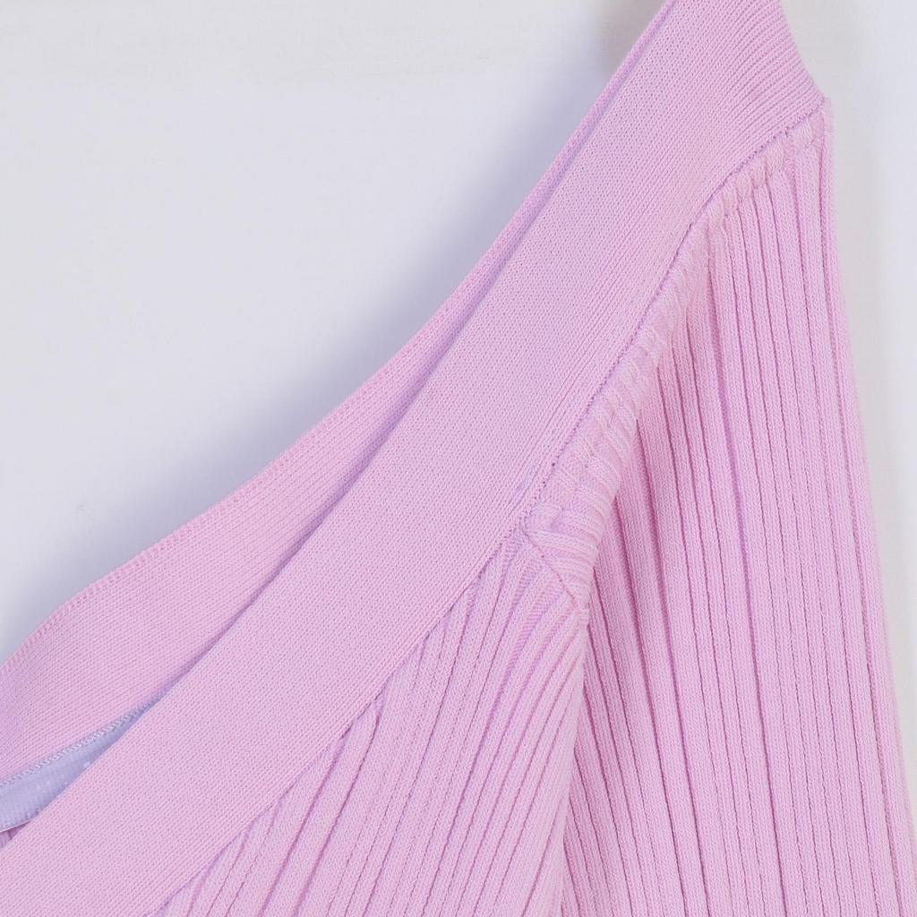 French Niche Spring/Summer Celebrity Style Knitted Dress with Off-Shoulder Bell Sleeves