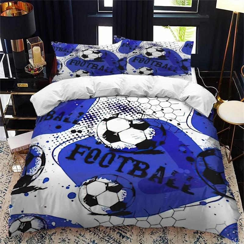Sports Theme Boys Bedding Set Microfiber Football Comforter Cover for Kids Girls Teens Duvet Cover Hip Hop Graffiti Quilt Cover