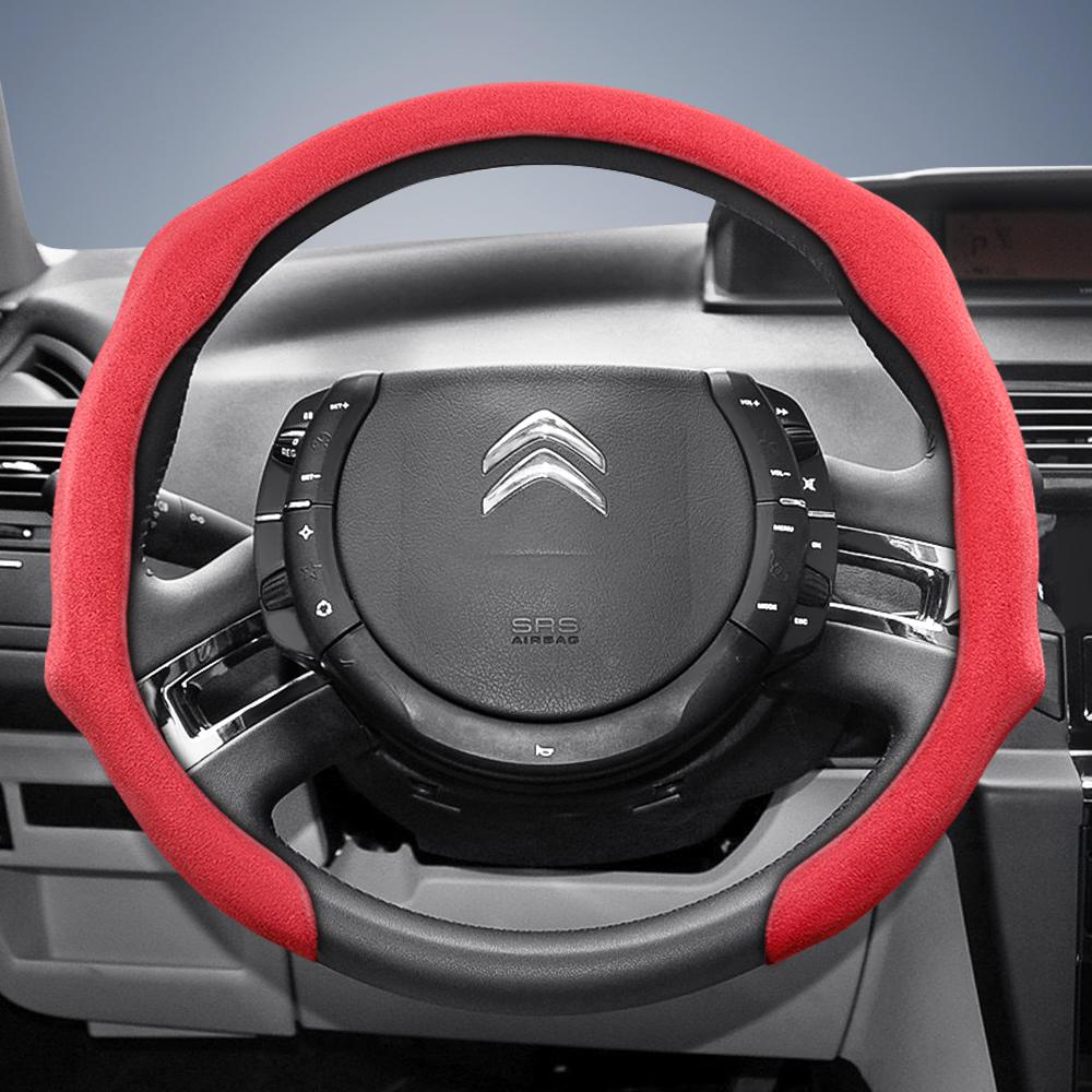 Suitable for Citroen Premium Suede Snap-On Steering Wheel Cover, Non-Slip and Durable, for C3 C4 X Berlingo C5 Aircross Jumper Spacetourer Ami X, Ava