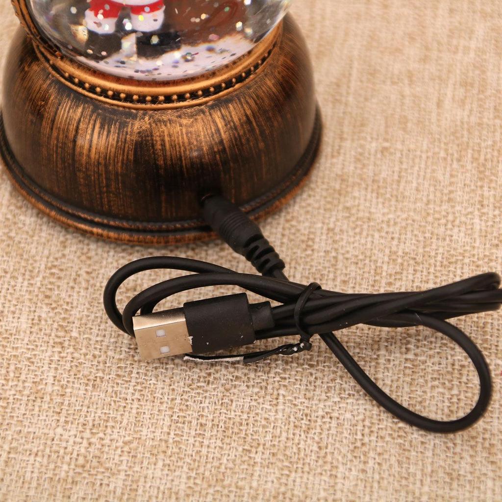 USB Music Snowing Christmas Light-Up Resin Figurine Carousel Decoration