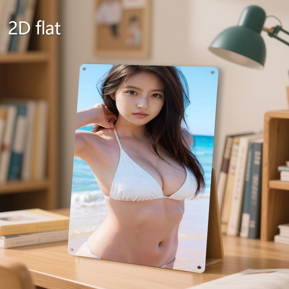 Iron Beach Bikini Girl Metal Wall Art 20x30cm Weatherproof Indoor Outdoor Decor Plaque