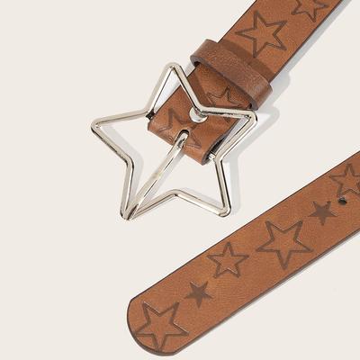 Retro Five-point Star Belt Leather Ethnic-inspired Waistband Y2K Jeans Waist Belt Adjustable Casual Versatile Waist Accessories