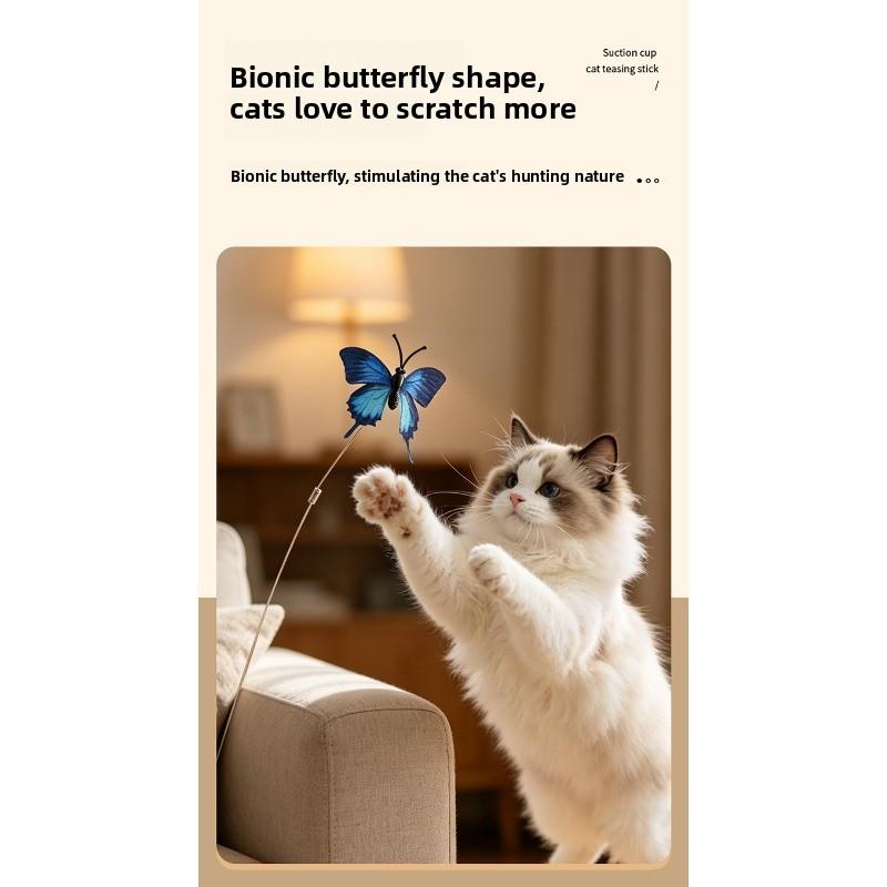 Electric Rotating Butterfly Cat Teaser Toy Suction Cup Base Automatic Interactive Self‑Play Toy for Indoor Cats Exercise