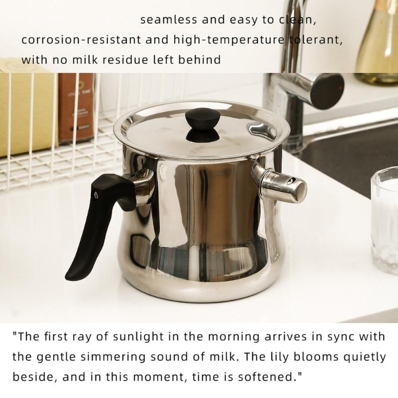 Rustproof Stainless Steel Double Wall Milk Pot Saucepan With Antislip Handle And Whistles Design For Multipurpose Cooking