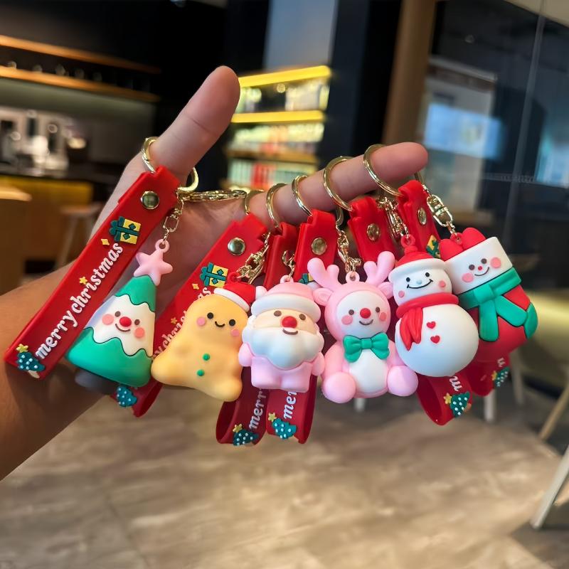 Cartoon Weihnachten Schlüsselanhänger Niedlicher Weihnachtsmann Elch Weihnachtsbaum Schlüsselanhänger Rucksack Anhänger Dekoration Zubehör Jahresgeschenke