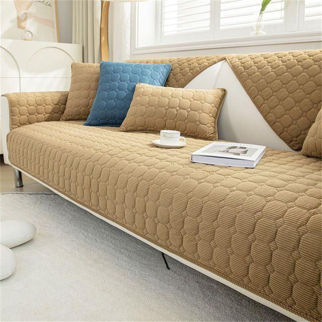 Corduroy Sofa Towel Nordic Thicken Plush Sofa Mat Super Soft Quilted Sofa Cover Non -Slip Couch Slipcovers For Living Room Decor