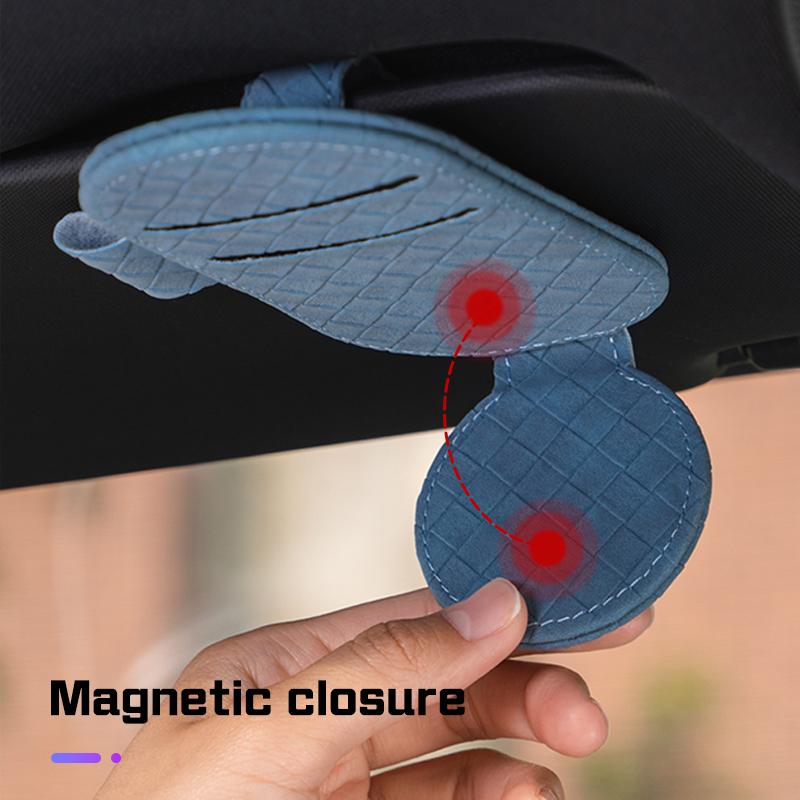 EWDM7 Leather Car Visor Glasses Clip for Kia GTLine EV9 Seltos Picanto Sorento MQ4 Carnival KA4 Morning K5 K3 Carens Sunglasses Holder