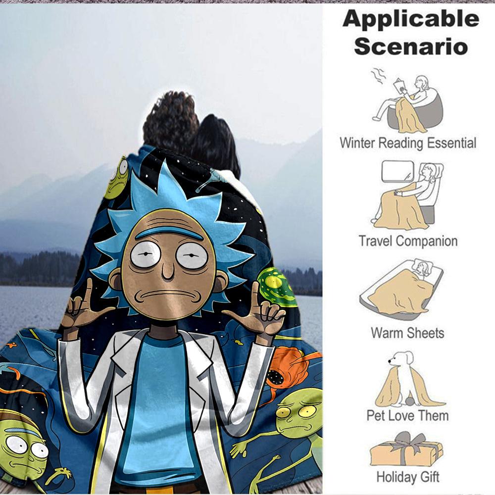 1pc Rick Sanchez Blanket Lightweight Flannel Throw For Sofa, Bed, Travel, Camping, Livingroom, Office, Couch, Chair, And Bed