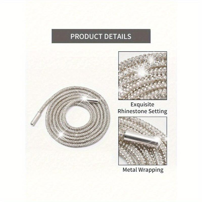 1pair White Rhinestone Shoelaces With Rhinestone Decoration, Fashion Diy Lace For Sneakers And Athletic Shoes Summer Party