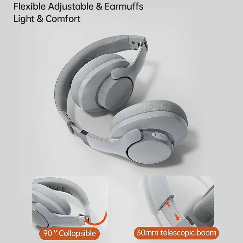 

BT048 Active Noise Cancelling Wireless Headphone Bluetooth-compatible Heavy Bass Over-Ear Gaming Music Headset Brown