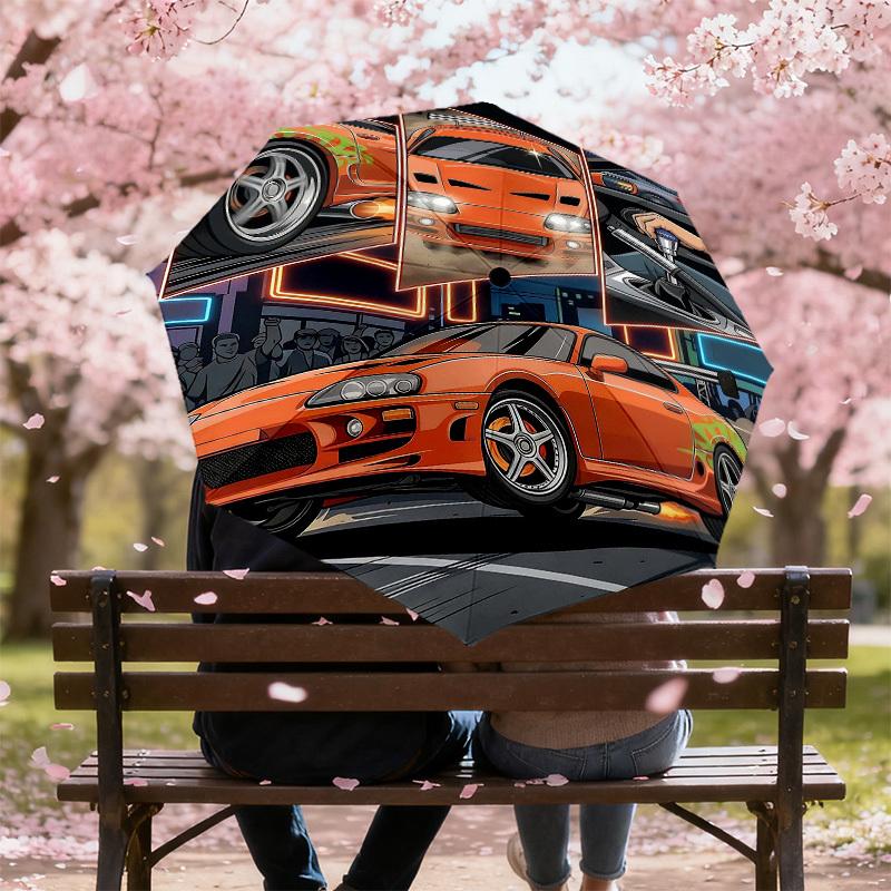 1PC car racing Umbrella-8-Rib Reinforced Portable Folding Travel Suitable for All Seasons Outdoor Daily Use -J0349