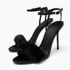 Modische High Heels Damen Knöchelriemen Schnalle Laufsteg Super Heels Sandalen Damen Kunstpelz Sexy Luxus Bankett Party Schuhe