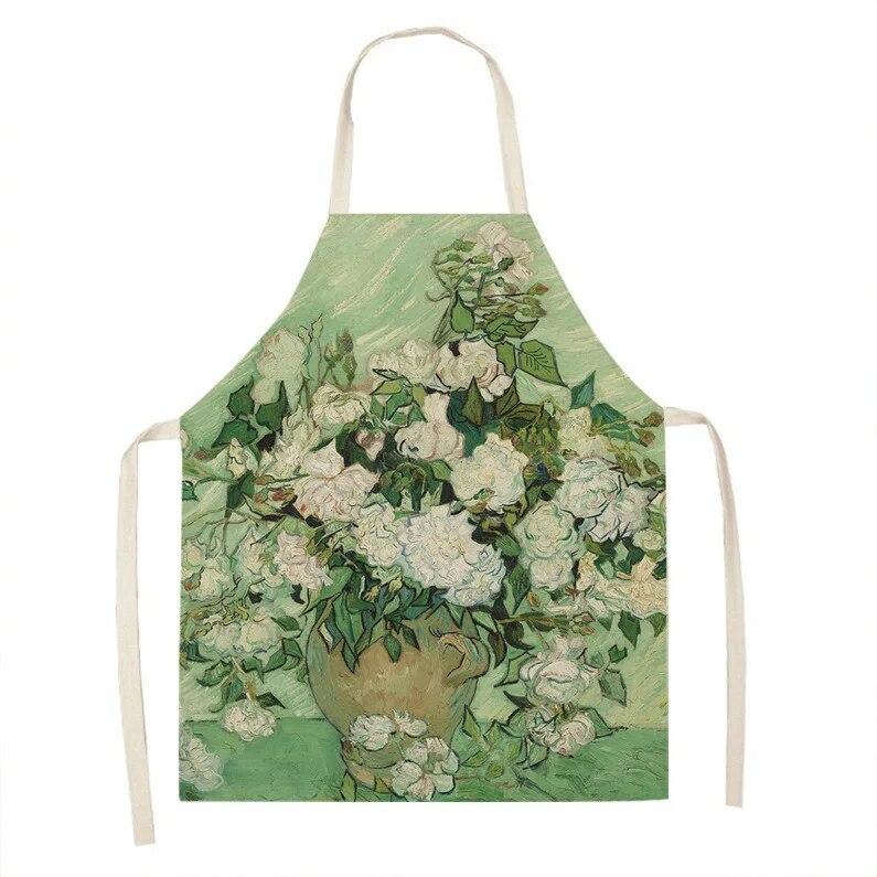 1 kus vintage umělecká olejomalba tištěná zástěra kuchyňská vaření pečení zástěra domácí čisticí doplňky unisex