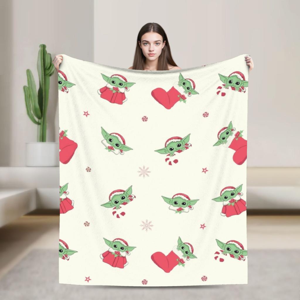 Grogu W-Warss Baby Yodas Blankets  Camping Flannel Throw Blanket For Living Room Warm Custom DIY Quality Bedspread