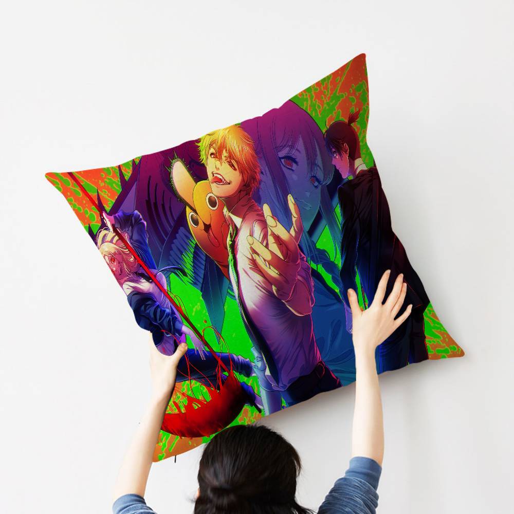 Anime C-chainsaws M-mans Personalized Pillow Cover Kids Bedroom Wild Party Decor Pillowcase kid Birthday shower Gift