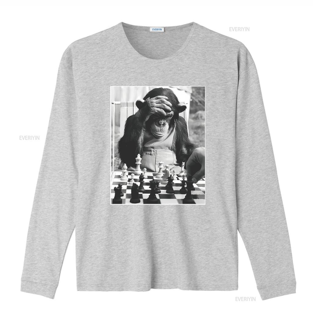 Chimp Playing Chess T Shirt Cool Player Merch For Art Funny vintage Washed Soft Breathable graphic designer clothes homme