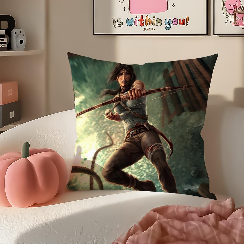 Action Game Franchise TTomb Raider Cushion Cover Pillowcase Short Plush Invisible zipper Room Sofa Cushion Cover