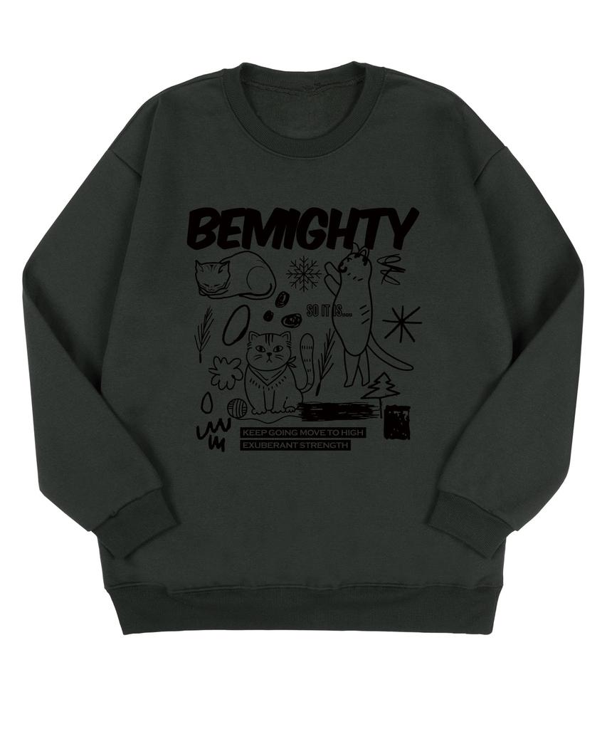 BEMIGHTY Drawing Cat Oversized Premium Double-Sided Sweatshirt [Melan Grey] (B Type)