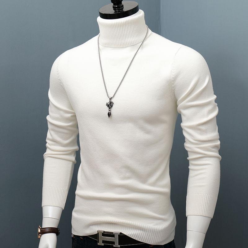 Men's Korean Style Turtleneck Knitted Sweater: Autumn/Winter Thick, Trendy, Plus Size Loose Pullover.