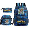 Cartoon abstract Shanhaijing primary school students and teenagers backpack schoolbag tongtongsahur three-piece set L