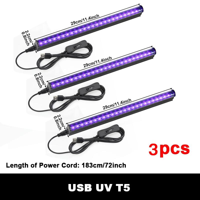 3/2/1 PCs 395 Nanometer Black Light LED UV Light T5 Tube 5V USB Plug Stage Black Light LED UV Nail Light Accessories Growth Light