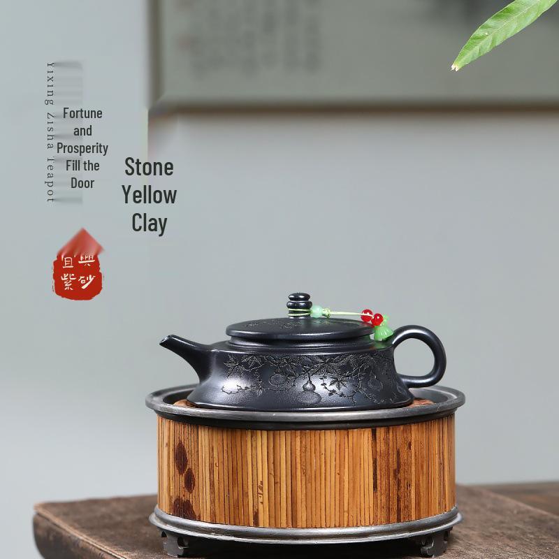 Yixing Yellow Clay Handmade Zisha Teapot Kung Fu Tea Set with Certificates
