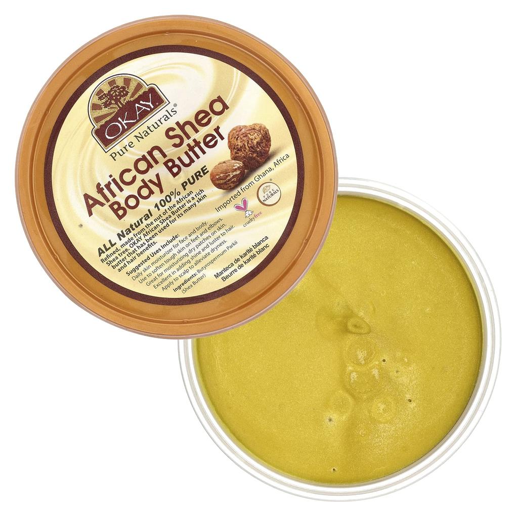 Okay Pure Naturals, Afrikanische Shea-Körperbutter, Gelb, glatt, 368 g (13 Unzen)