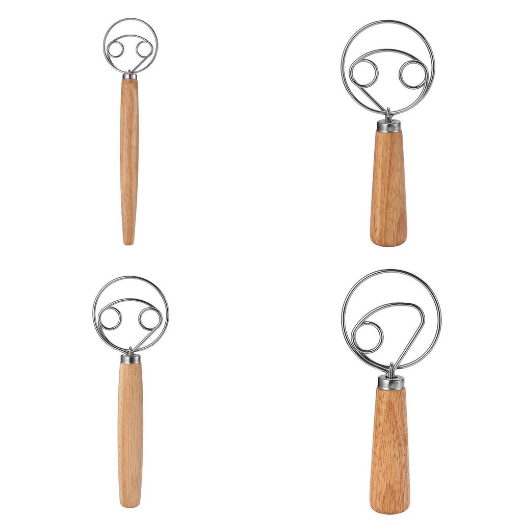 Modern Simple Wooden Egg Beater With Stainless Steel Mixing Rod For Kitchen Daily Use