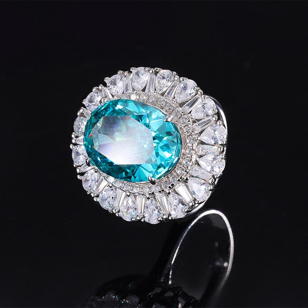 Fashion 18k Gold Plated 12 *16mm Fancy Vivid Faceted Gemstone Ring Anniversary Gift 925 Sterling Silver Fine Jewelry