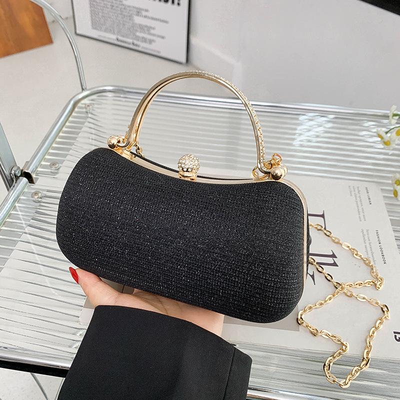 

ins chain mobile phone small bag women s diamond-encrusted rhinestone hand-held small square bag niche one-shoulder messenger dinner bag чёрный