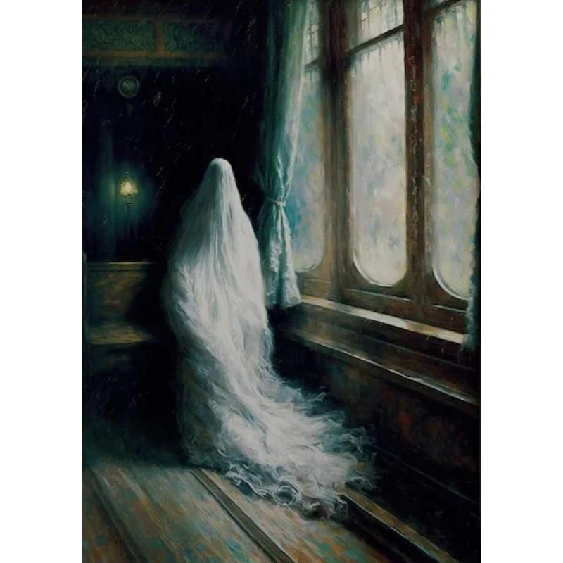 Dark Academia Art Haunting Ghost Poster Prints Halloween Home Decor Haunted House Gothic Vampire Canvas Painting Wall Art