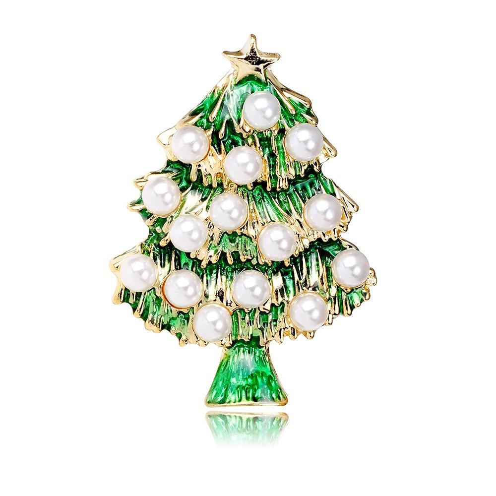 

Christmas Tree Pearl Brooch, Alloy Oil-dripping Christmas Tree Brooch, New Christmas Pin. One Size зелёный