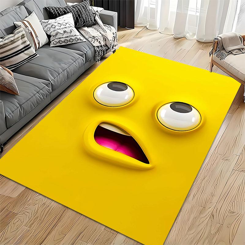 Yellow Cartoon Face Carpet suitable as a non-slip mat for the living room or bedroom sofa