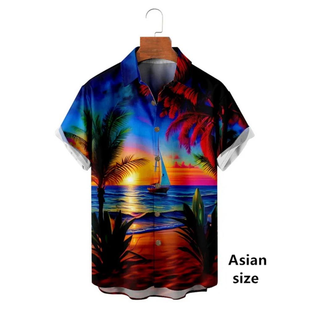 

Мужская рубашка с принтом в тропическом гавайском пляжном стиле, свободная повседневная рубашка с короткими рукавами, новинка 2025 года, цветочный топ 2020 года 2XL
