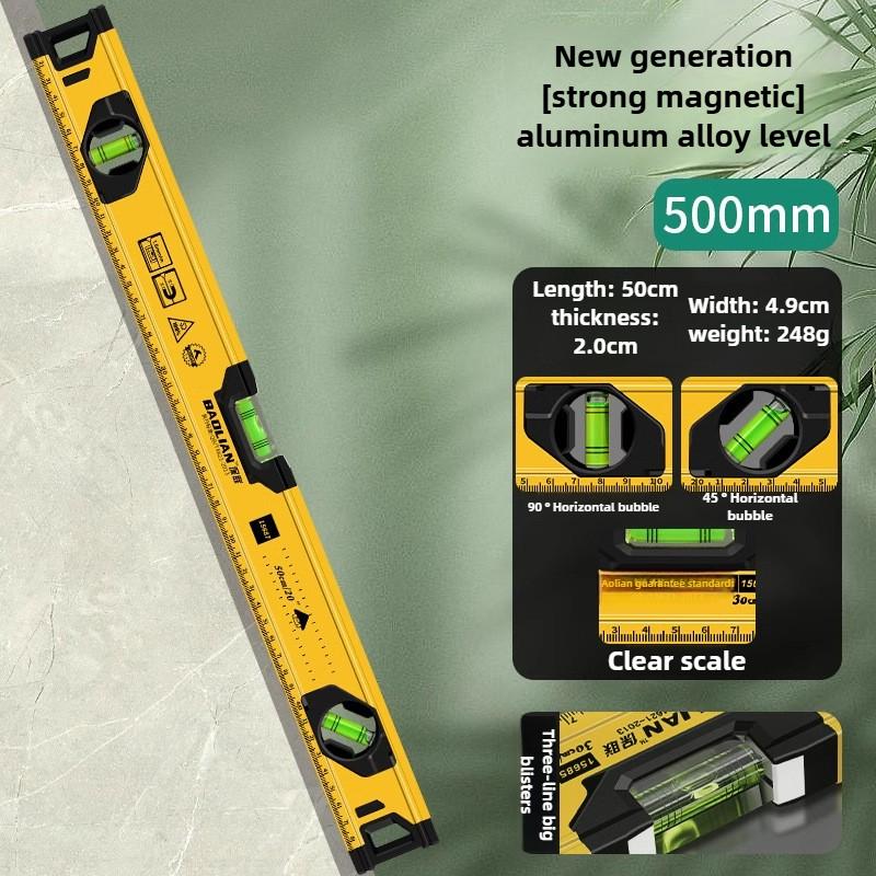 High Precision Level Ruler Portable Construction Spirit Level Strong Magnet Aluminum Alloy Balance Ruler Measuring Manual Tools
