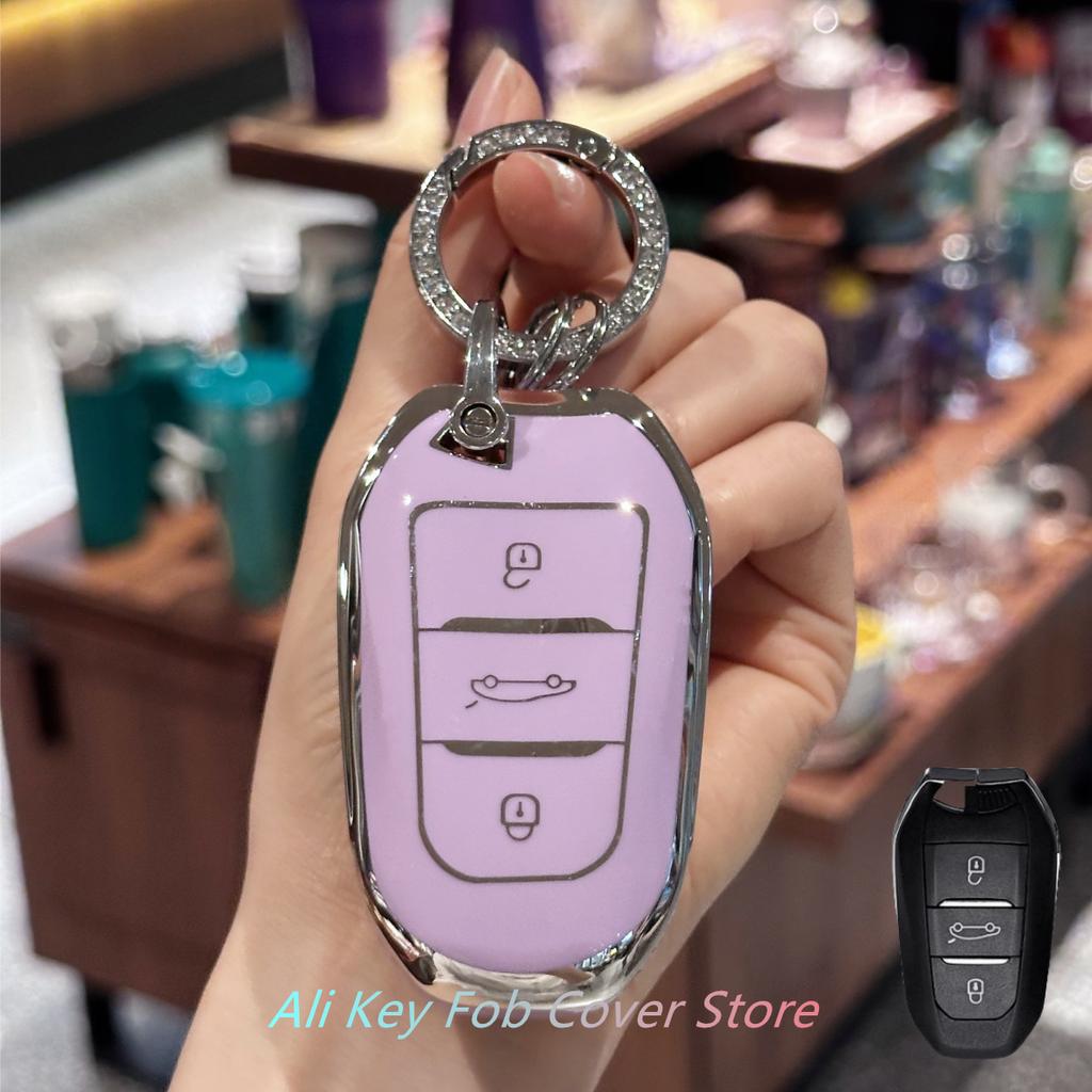 Key Fob Cover For Peugeot 2008 3008 4008 5008 308 408 508 Citroen C1 C2 C4 C6 C3-XR Picasso Grand DS3 DS5 Car Keychain
