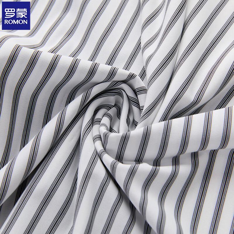ROMON Men's Ice Silk Striped Short Sleeve Business Shirt
