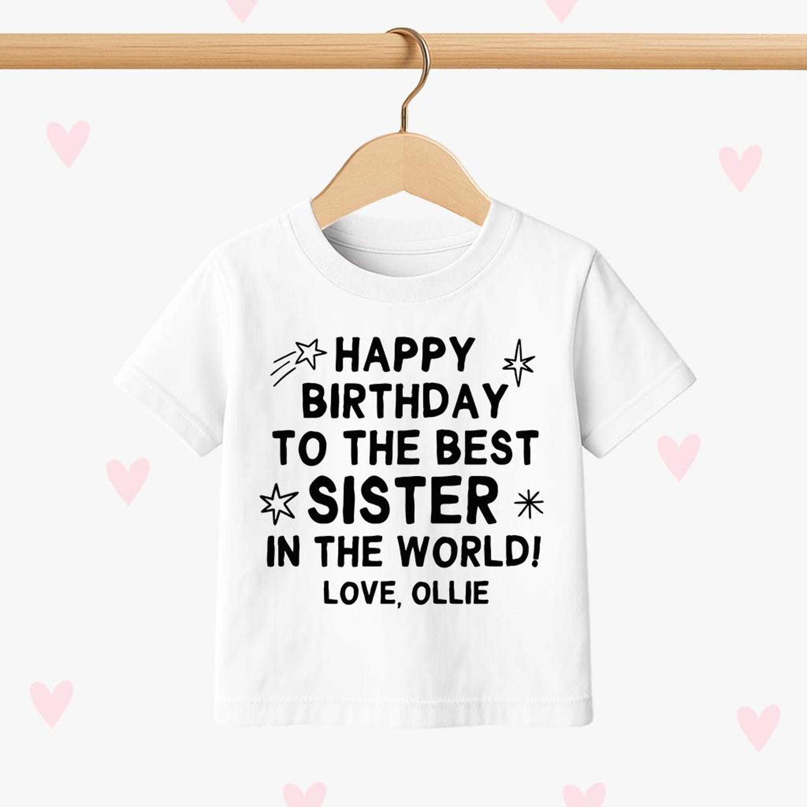 Happy Birthday Sister Kids T-shirt, Personalized Sibling Party Outfit, Big Little Tee 120