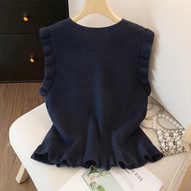 Women's Knitted Wool Blend Button Vest