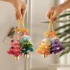 Fluffy Knitted Crochet Christmas Tree Pendant with Jingle Bell for Xmas Stocking Stuffer Home Holiday Party Decor