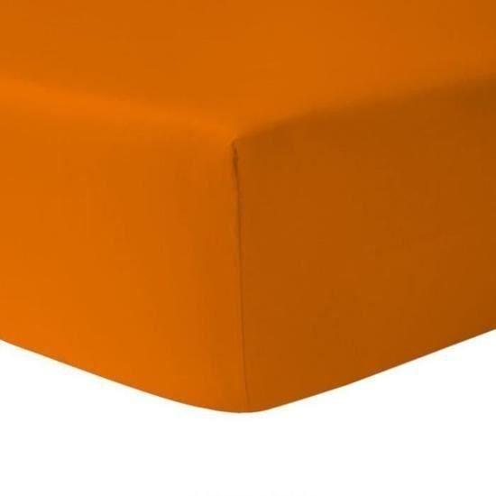 Drap Housse 160 x 200 cm - ORANGE 100 % coton 57 fils / cm