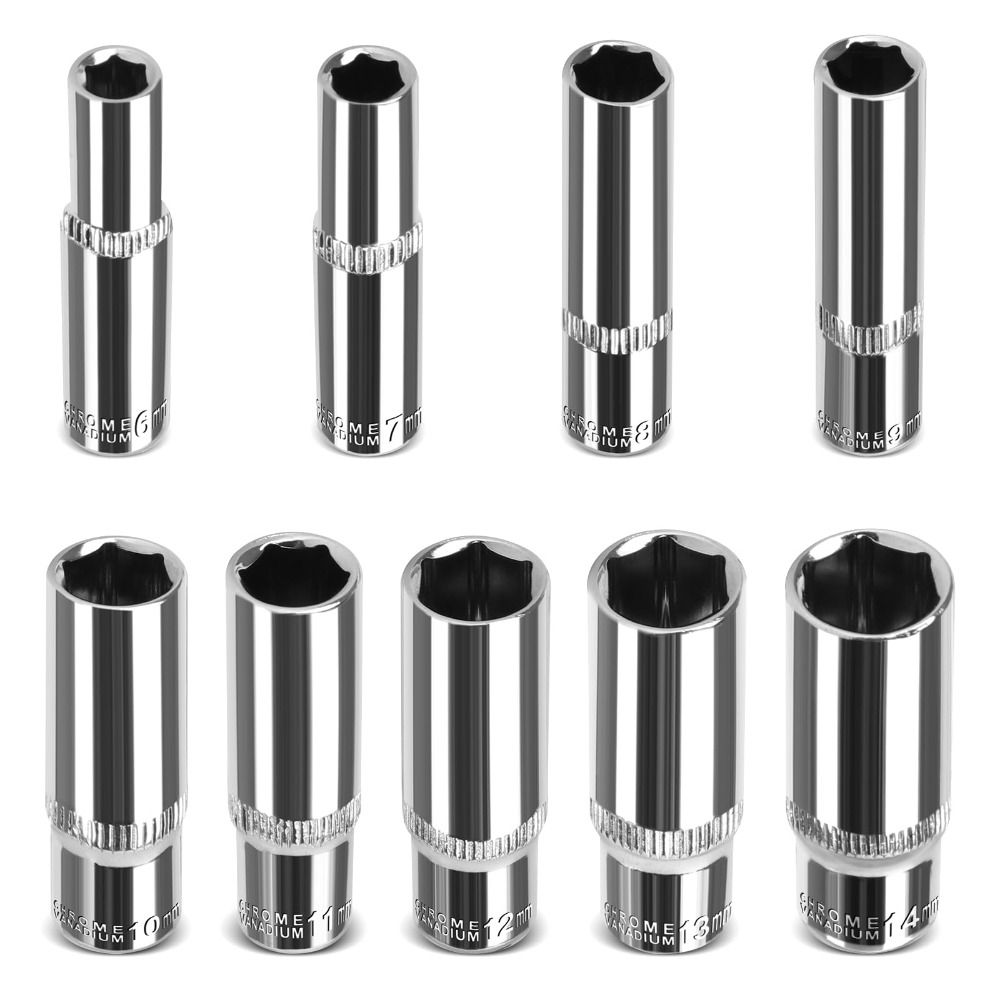 13pcs Silver Drive Socket Set 13pcs Wrench Adapter Polished Chrome Plating Wrench Head  handwork